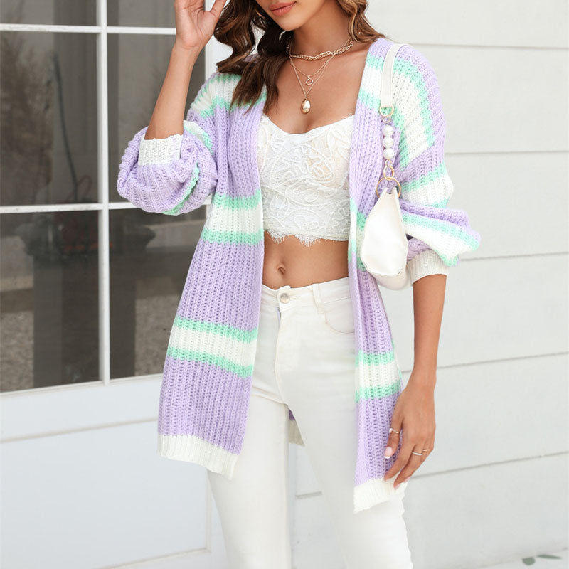 Levoire | Gilet Femmes Rayé Coloré Long
