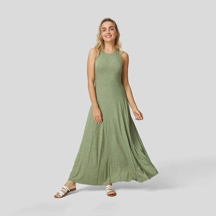 Robe maxi pour femmes avec coupe fluide et élégant col rond Levoire