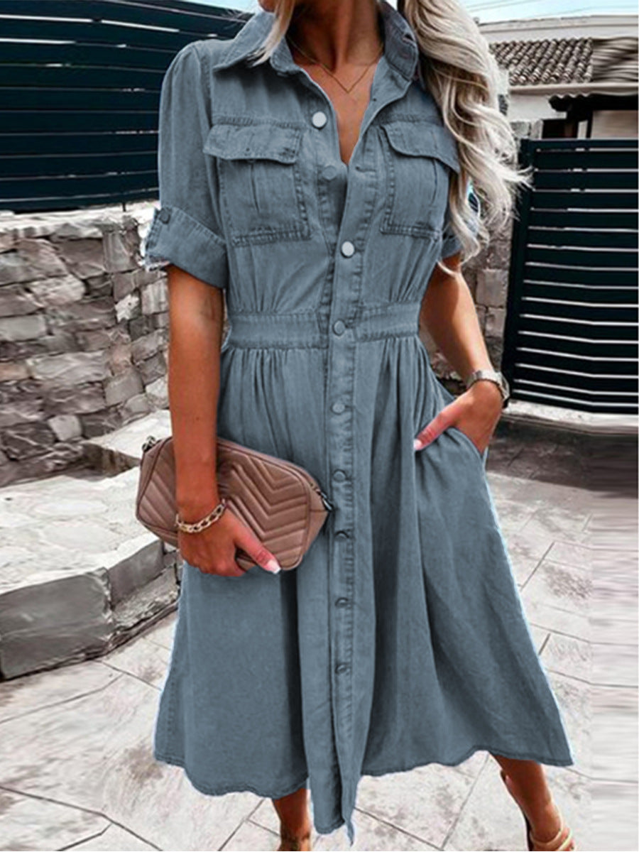 Robe chemise en denim pour femmes avec poches pratiques et taille élégante Levoire