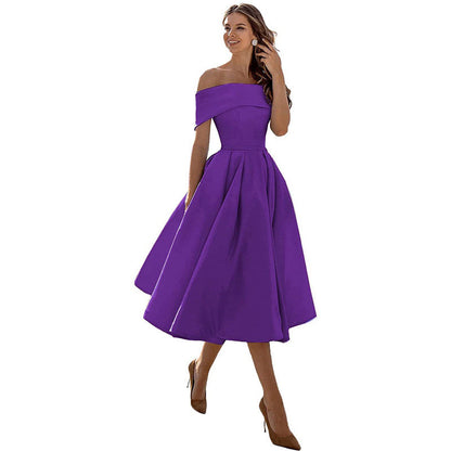 Levoire | Robe de soirée en satin sans bretelles décontractée Violet