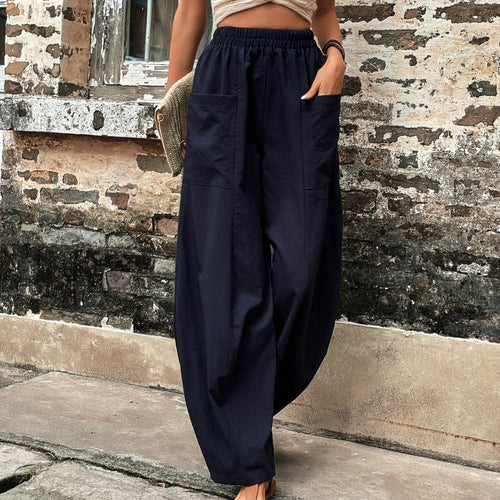 Pantalons larges harem décontractés pour femmes avec taille élastique et poches pratiques Levoire