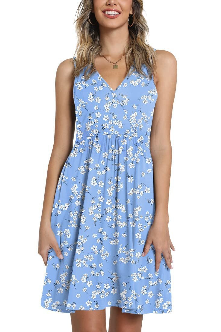 Robes florales pour femmes avec une silhouette en A et un décolleté en V Levoire