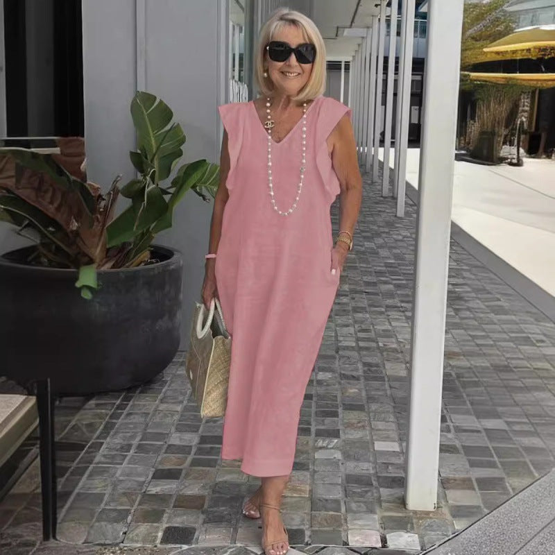Levoire | Chic Takana Noueur de Col Doux Manche Robe en Coton