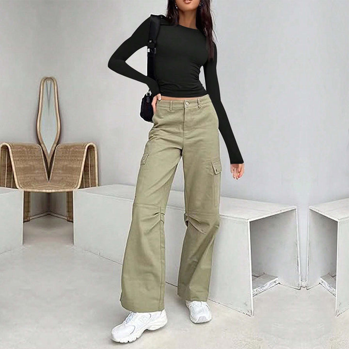 Chemise basique à manches longues pour dames avec un élégant col rond Levoire
