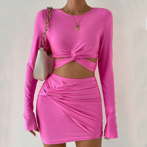 Ensemble de crop top et mini jupe pour femmes avec volants Levoire