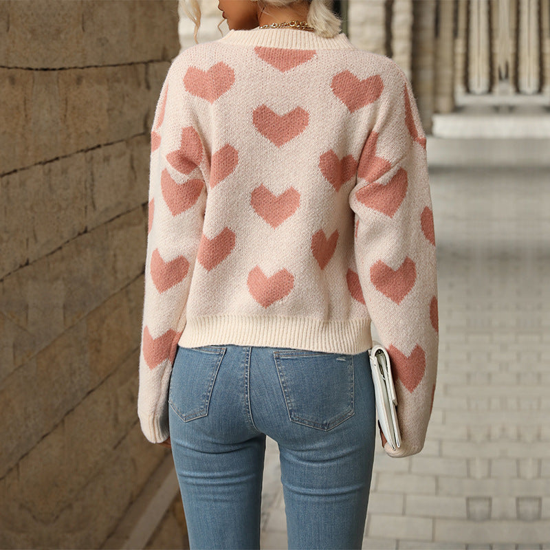 Pull femme avec motif cœur et coupe décontractée Levoire