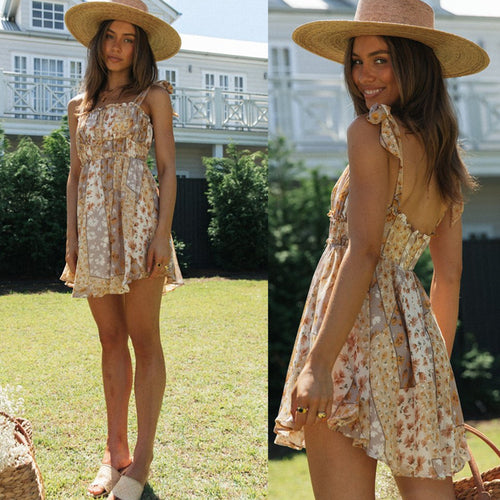 Robe d'été aérienne pour femmes avec un motif floral ludique et des bretelles spaghetti Levoire
