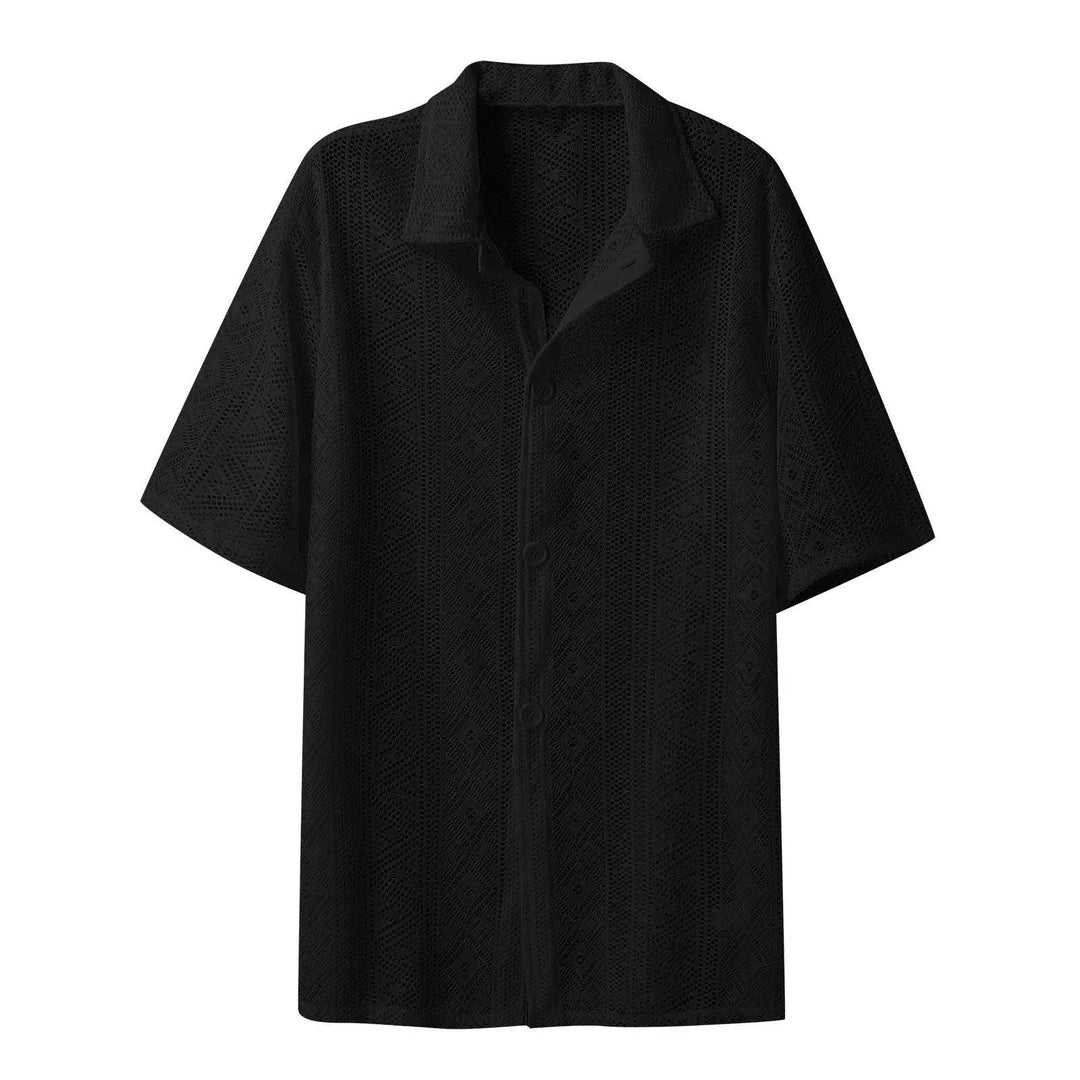 Levoire | Chemise en dentelle transparente à manches 3/4 unie Noir