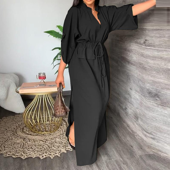Robe maxi décontractée pour femmes avec ceinture et larges manches Levoire
