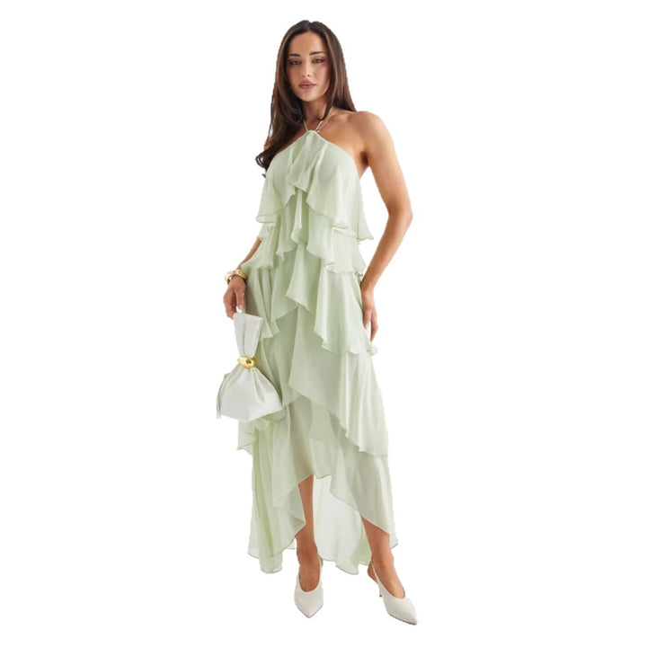 Robe maxi élégante pour femme avec détails de volants fluides Levoire