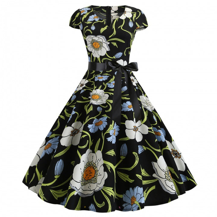 Robe swing pour femmes avec motif floral et taille élégante Levoire