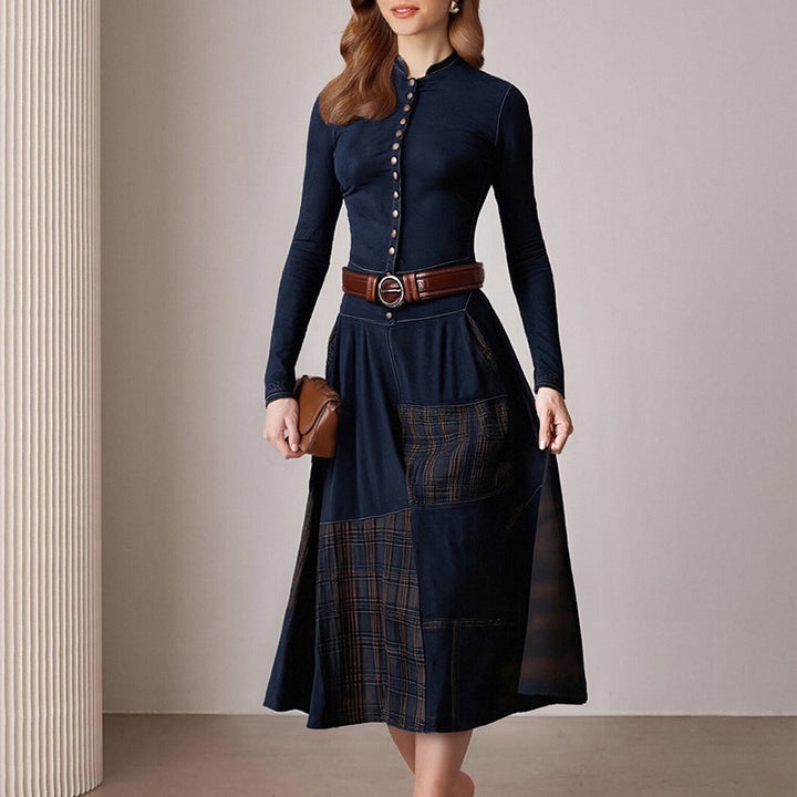 Robe midi élégante pour femmes avec boutonnières et détails contrastés Levoire