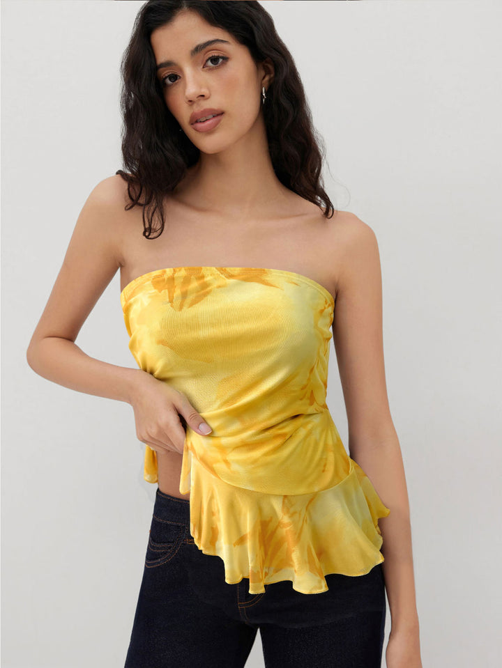Haut bandeau pour femmes avec des volants fluides et des détails froncés Levoire