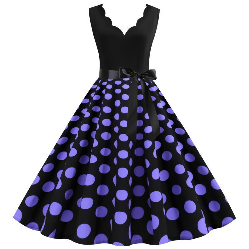 Robe midi demi-durée pour femmes avec motif à pois classique et silhouette cintrée Levoire