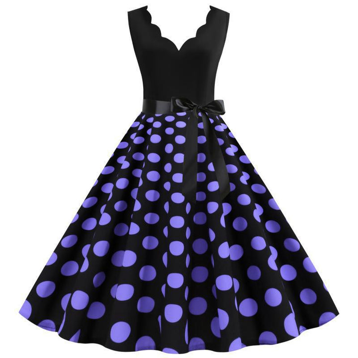 Robe midi demi-durée pour femmes avec motif à pois classique et silhouette cintrée Levoire