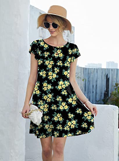 Robe d'été florale pour femmes avec détails envolés et jupe évasée Levoire