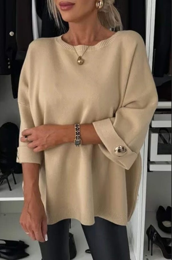 Pull en tricot décontracté pour femmes avec des détails de boutons à la mode Levoire