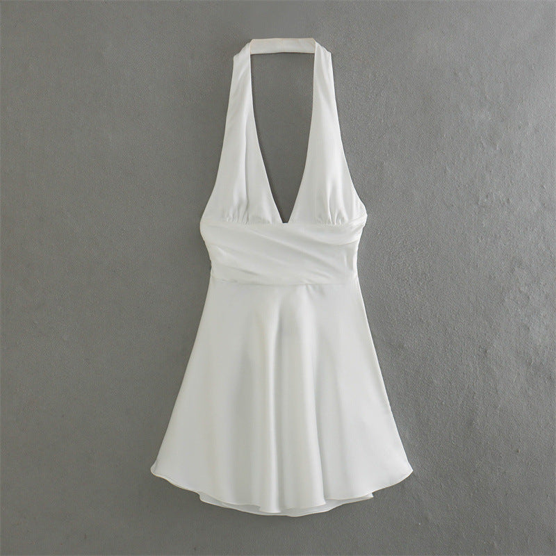 Levoire | Robe halterneck en soie de luxe d'été Blanc