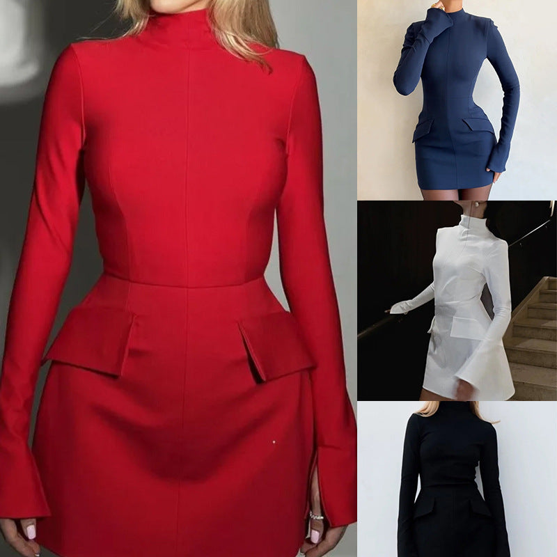 Robe élégante pour femme avec col haut et poches Levoire