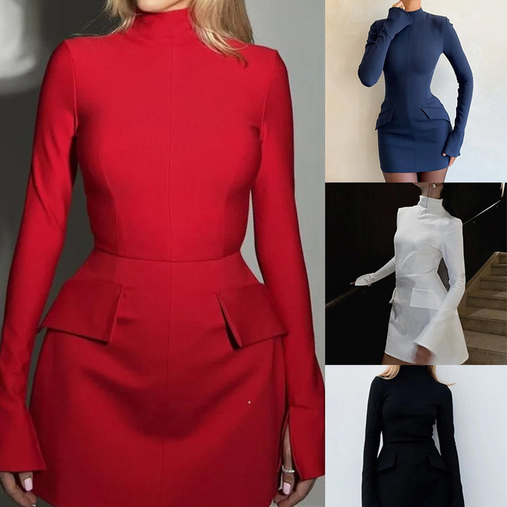 Robe élégante pour femme avec col haut et poches Levoire