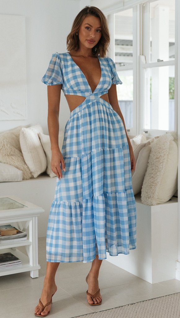 Robe maxi femme avec découpes et manches bouffantes volumineuses Levoire