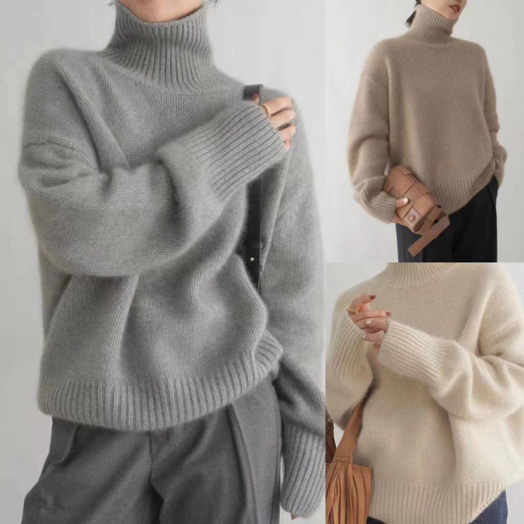 Pull à col roulé confortable pour femme en fine laine Levoire