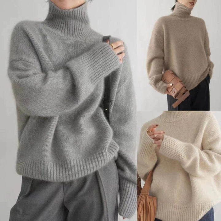 Pull à col roulé confortable pour femme en fine laine Levoire