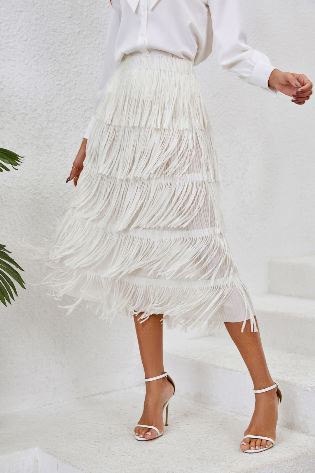 Jupe pour femme avec un design à franges et des couches fluides Levoire