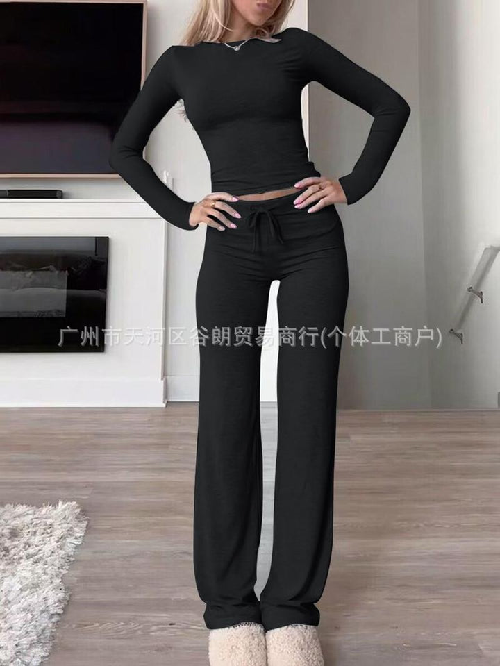 Levoire | Confortable Longue manche-Casual-Accessoire de mode-Duo pièce-Set Noir