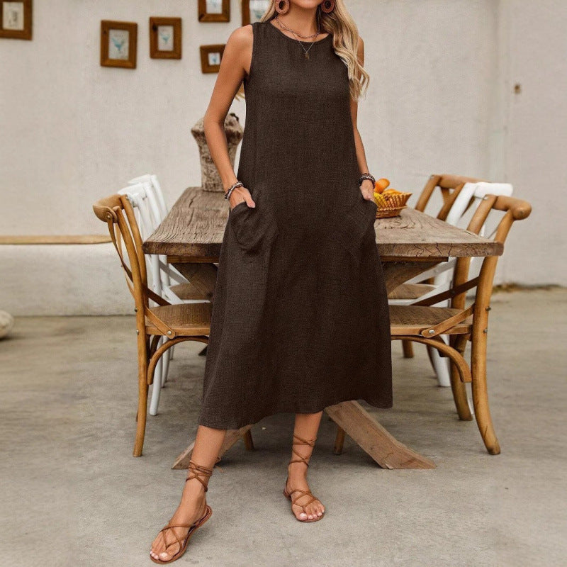 Levoire | Robe unie à col rond sans manches