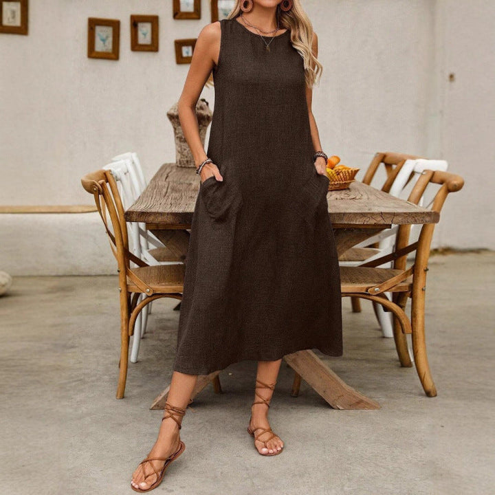 Levoire | Robe unie à col rond sans manches