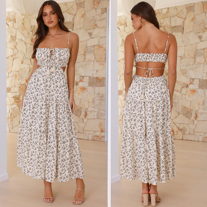 Robe maxi hamac pour femmes avec volants et accents en dentelle Levoire