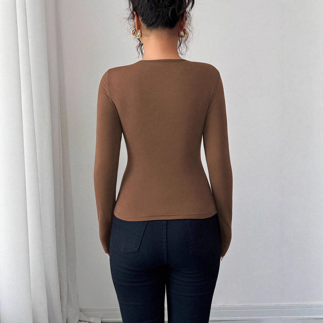 Bodysuit pour femmes avec détail de lien décoratif et décolleté rond tendance Levoire