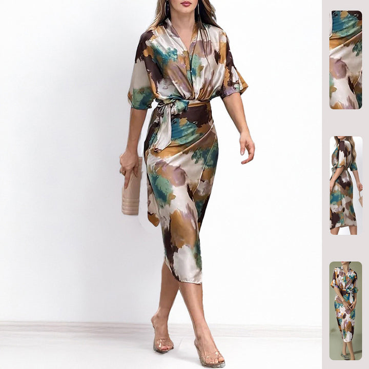 Robe portefeuille pour femmes avec élégante manche kimono et ceinture à la taille Levoire