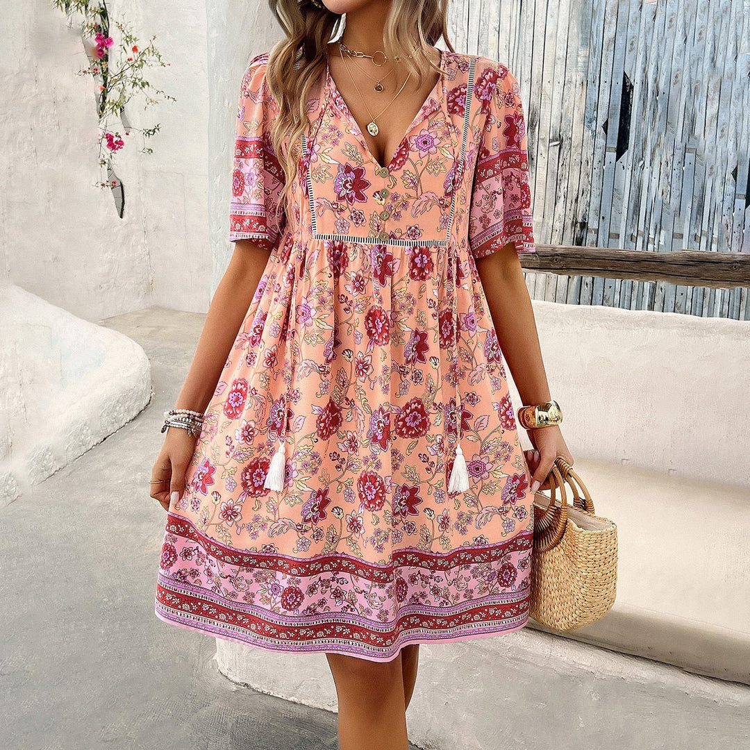 Levoire | Robe boho femme à manches courtes avec imprimé floral Styles 5