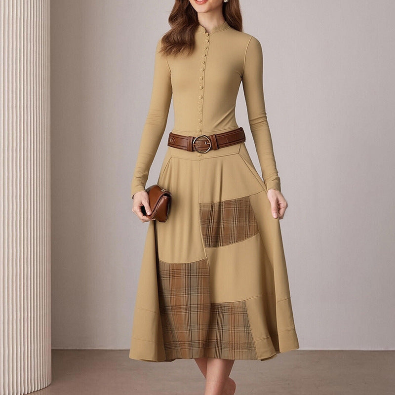 Robe midi élégante pour femmes avec boutonnières et détails contrastés Levoire