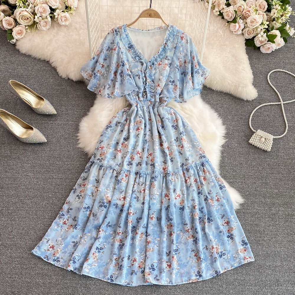 Levoire | Robe Élégante Avec Imprimé Floral Pour Femmes Bleu foncé Taille unique