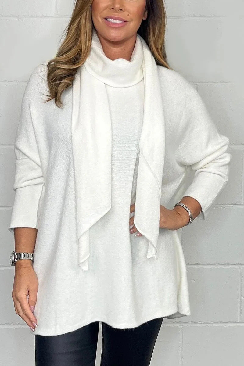 Pull femme décontracté avec foulard à la mode Levoire