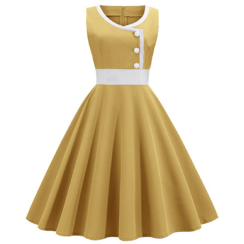 Robe swing femme avec une coupe A-line de haute qualité et des détails de boutons élégants Levoire