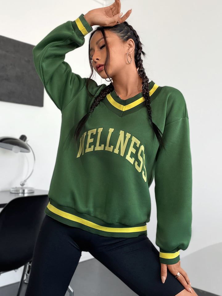 Sweatshirt femme avec col V et imprimé bien-être créatif Levoire