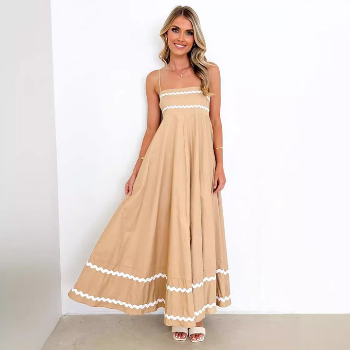 Robe maxi d'été pour femmes en coupe A-line élégante avec des ornements décoratifs sophistiqués Levoire