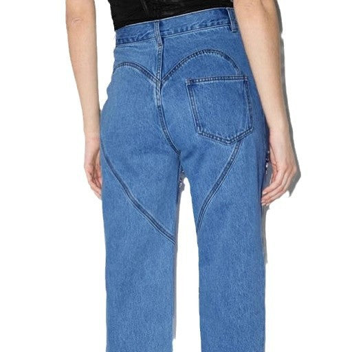 Jeans pour femmes designers détruits avec applications brillantes Levoire