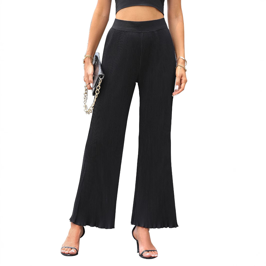 Pantalons plissés décontractés pour femmes avec une taille élastique et une coupe large Levoire