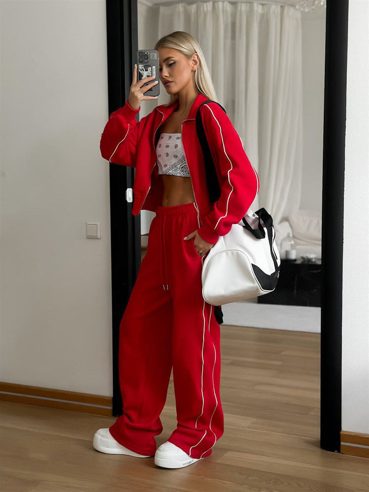 Levoire | Veste de sport à cordon Ensemble de pantalons longs Rot
