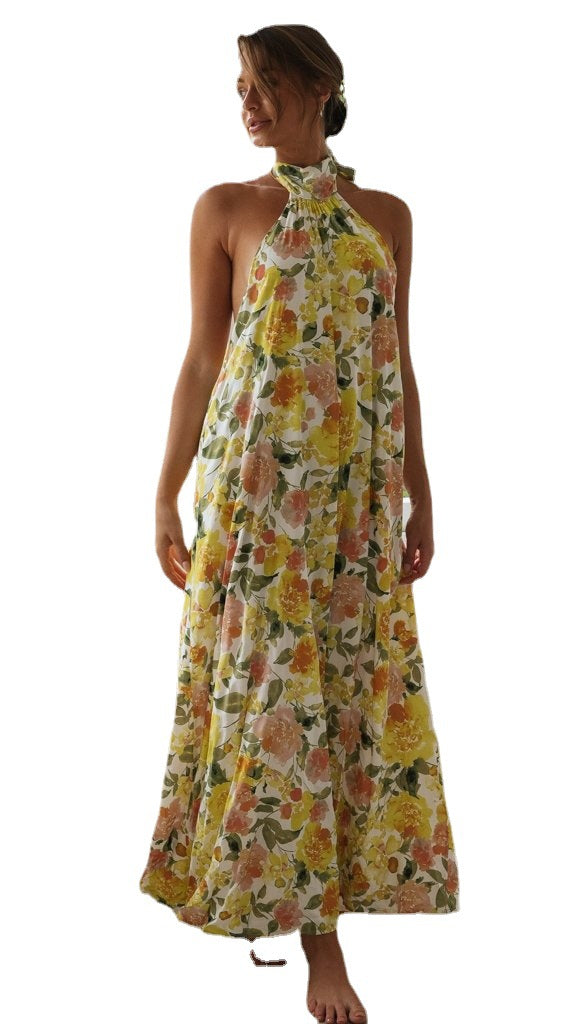 Robe maxi femme avec un haut halter élégant et des poches Levoire