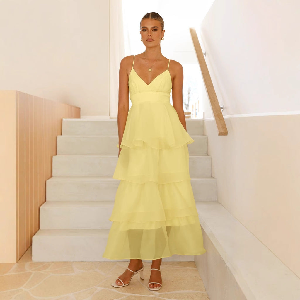 Robe maxi légère et aérienne pour femmes avec des couches volumineuses Levoire