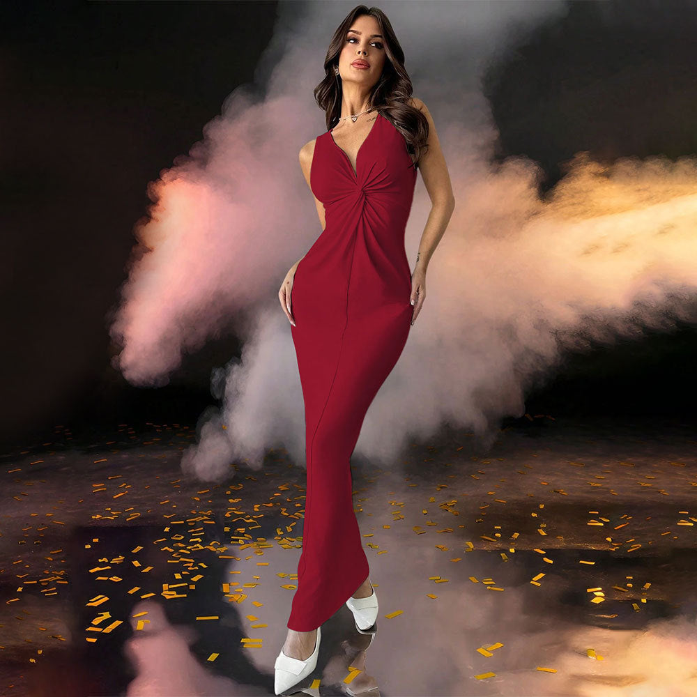 Robe maxi pour femmes avec un élégant design enveloppant et un goût de décolleté bateau Levoire