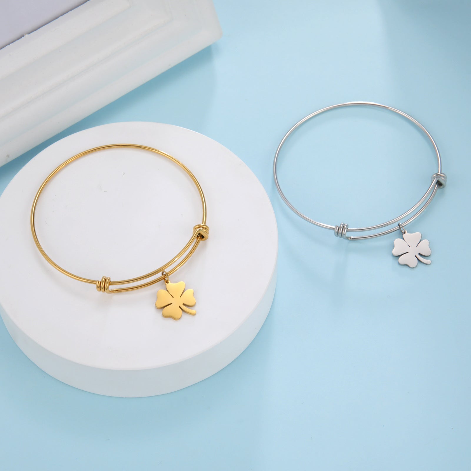 Levoire | Bracelet Ouvert Trèfle À Quatre Feuilles Chanceux