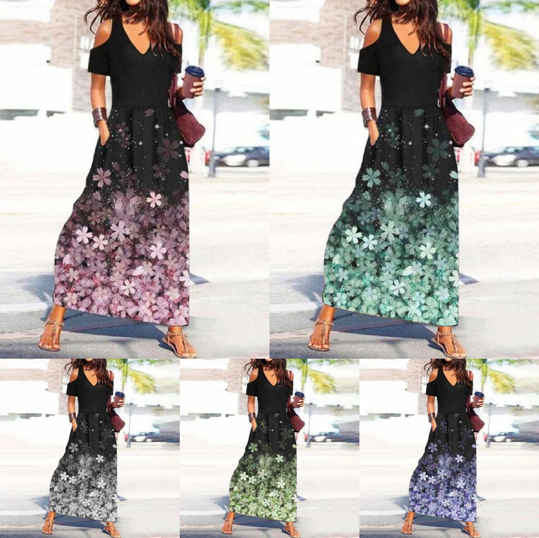 Levoire | Chic Floral Print V-Haul Off-Shoulder Robe