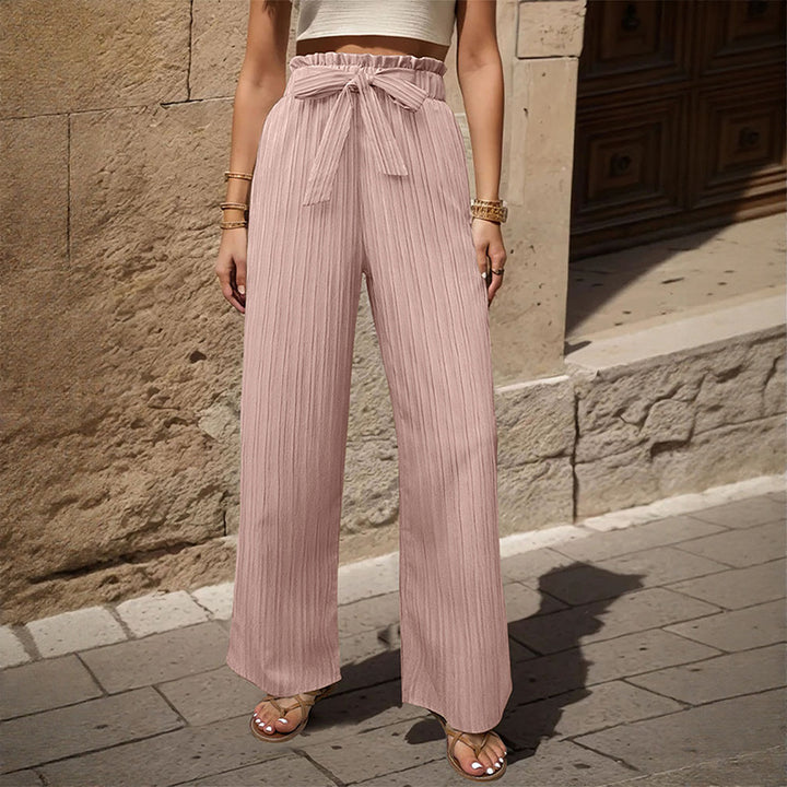 Pantalons plissés pour femmes avec ceinture élastique et ceinture à la taille Levoire